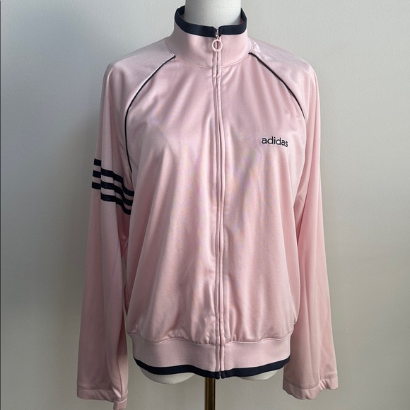 Vintage Y2K Adidas Soft Pastel Pink Athletic Streetwear Zip Up Track Jacket L - Picture 1 of 12